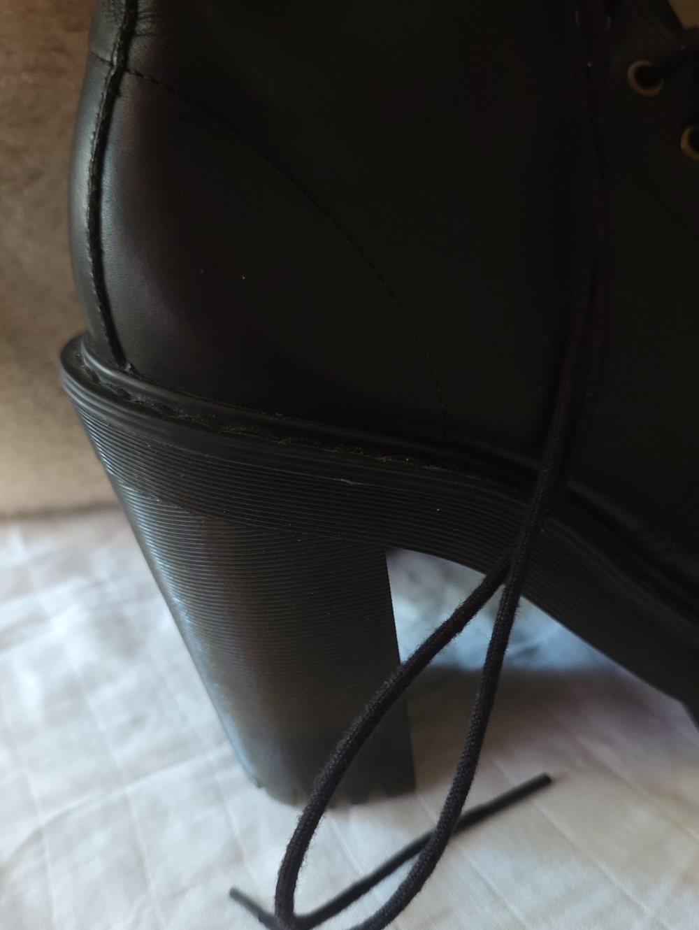 Kendra Dr. Martens Black Leather Lace-Up Heeled Ankle Boots - Picture 8 of 11
